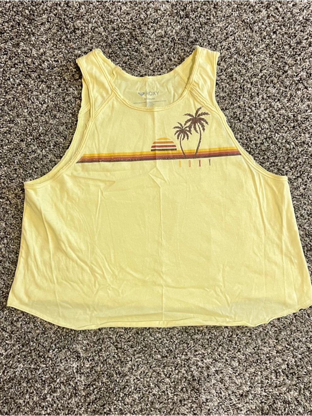 Roxy Yellow Retro Sunset Palm Tank Top Size Girls M